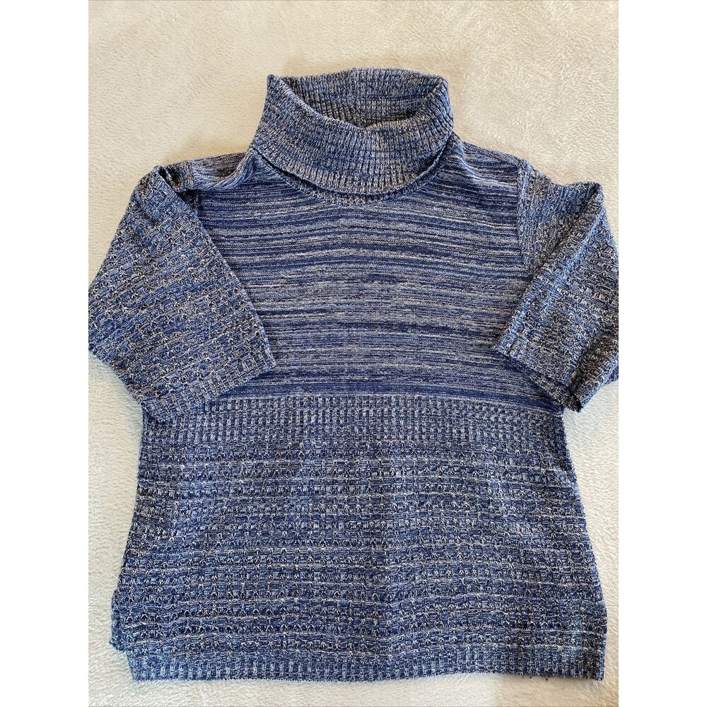 Catherines Sweater Women's 1X Blue Cowl Neck Tunic Pullover 3/4 Sleeve
